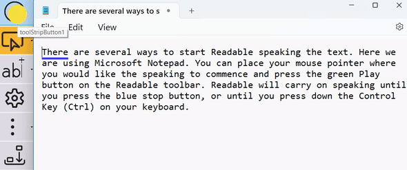 Speak and underline highlight in Readable notepad