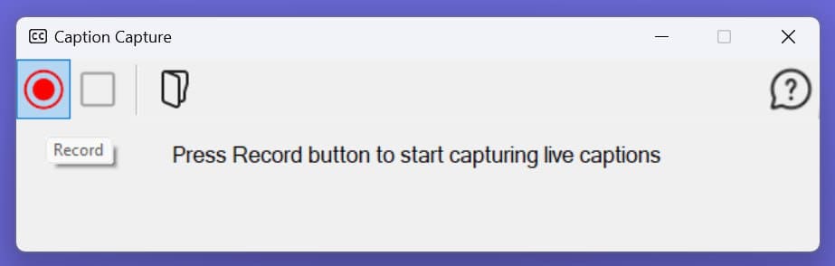 captions-capture-start Image of the Captions Capture start screen